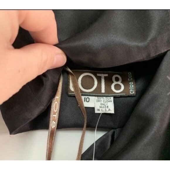 Lot 8 Chloe Dao Black Silk Venus Draped Gown Size 10 $498 MSRP - Picture 3 of 7